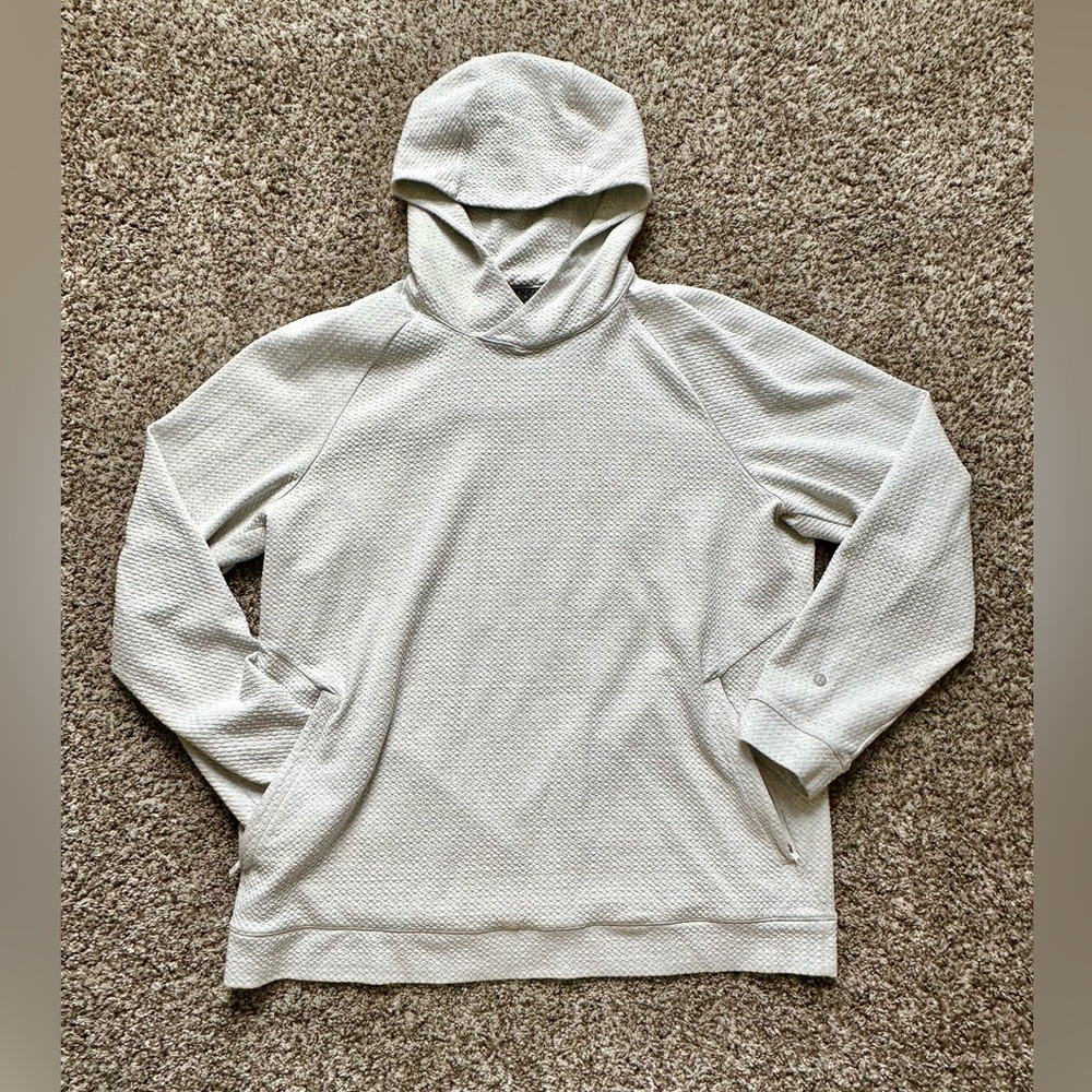 Men's Lululemon Textured Double-Knit Cotton Hoodie - Cream/Greyish White
